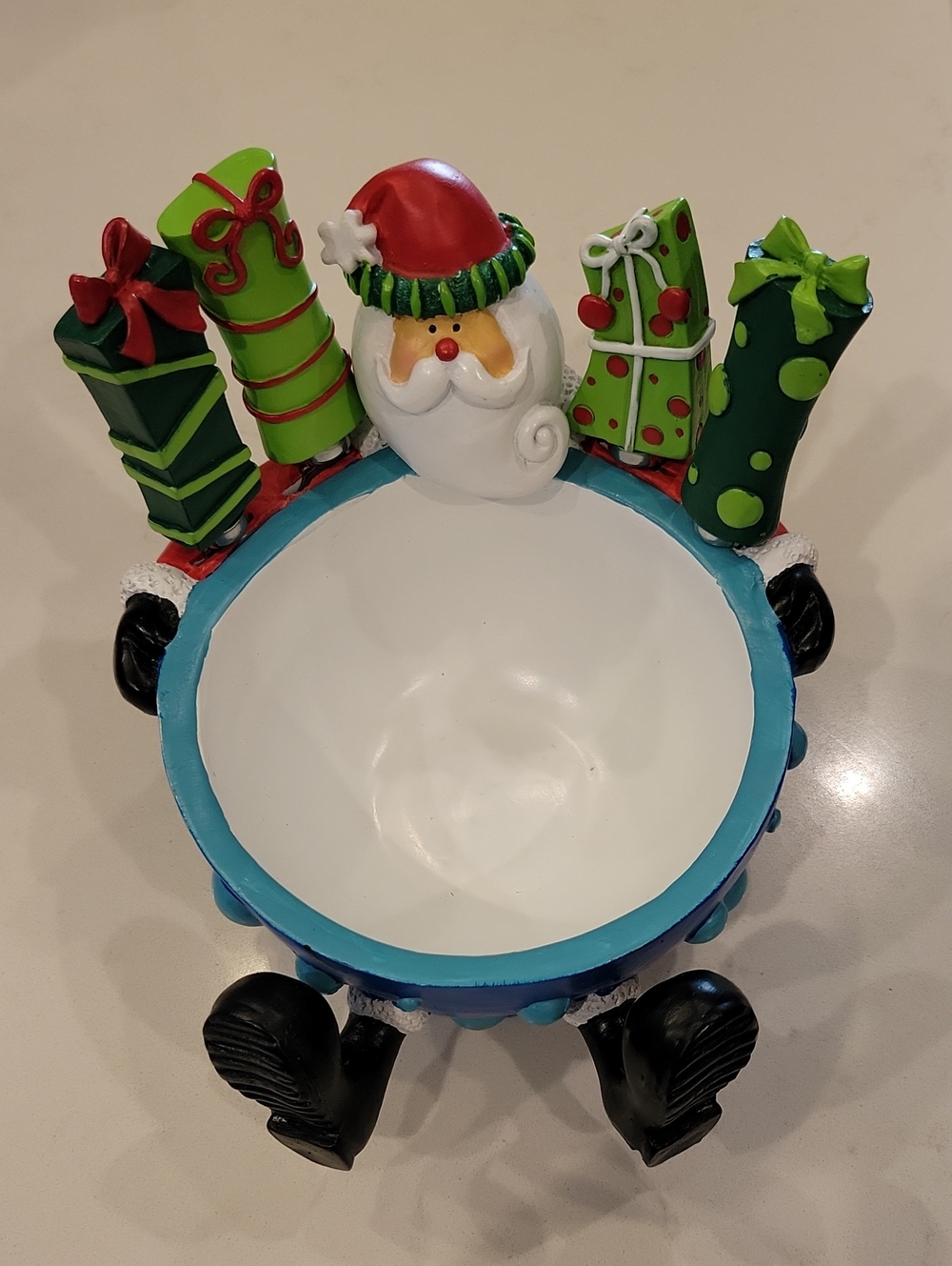 Vintage Like New Festive Santa Holiday Dip Dish - Green & Red